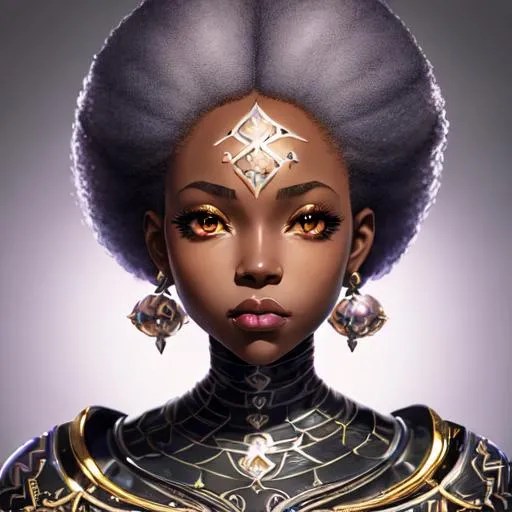 black girl, queen, anime Character Portrait, Symmetr... OpenArt
