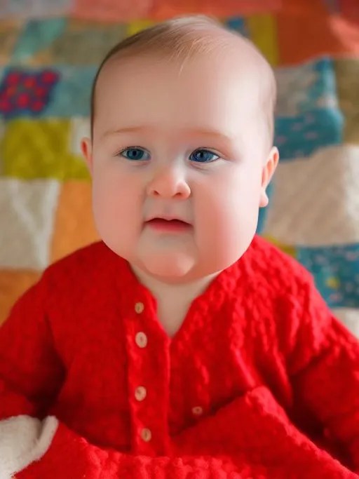 A photo of a 6monthold baby sitting on a blanket i... OpenArt