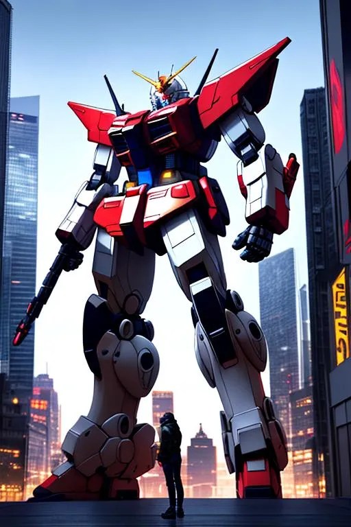 extreme long shot, cinematic shot, a giant Gundam... OpenArt