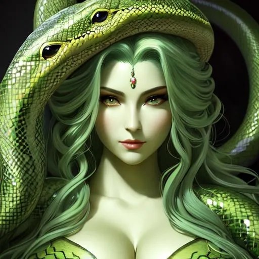 Please produce a painted portrait of medusa, intrica... | OpenArt