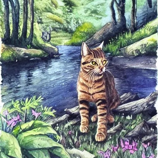Realistic cat in a magical forest, very detailed, in... OpenArt