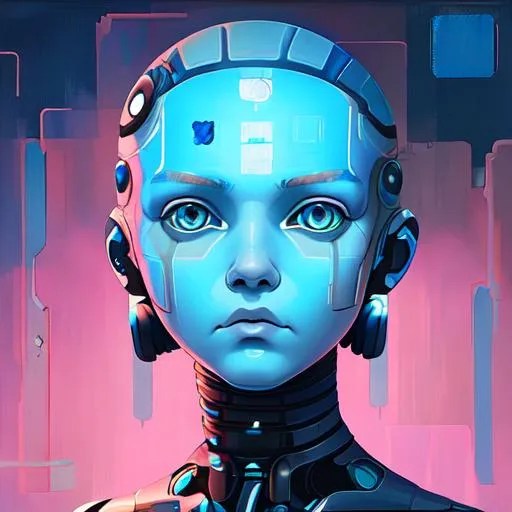 Android, Sadness, AI, oil painting, artistic express...