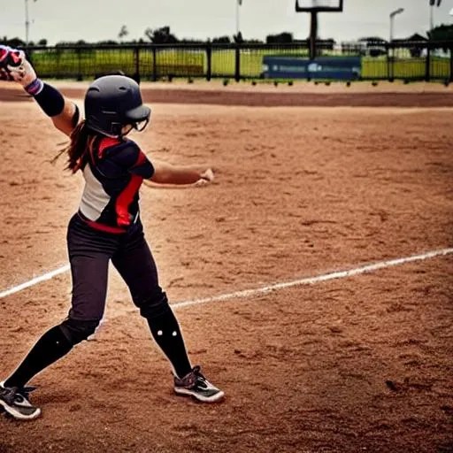 A girl hitting a softball OpenArt