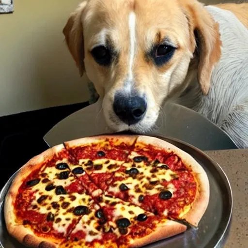 Dog eating pizza OpenArt