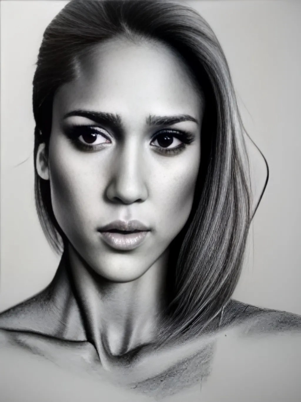 pencil full body portrait of Jessica Alba, standing... | OpenArt