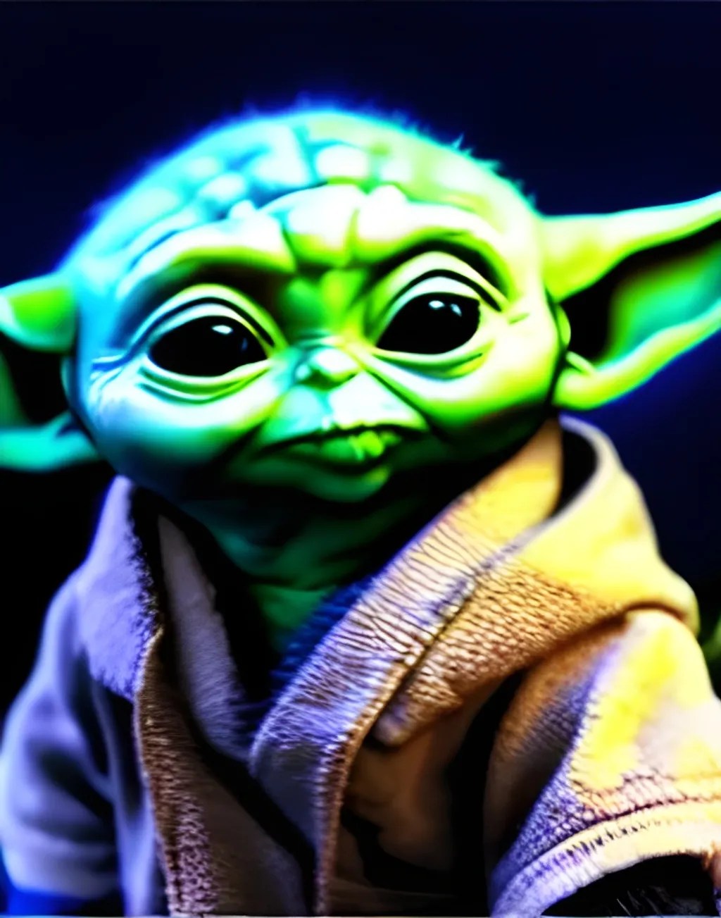 Baby Yoda using force power, portrait, 4k,splashart OpenArt