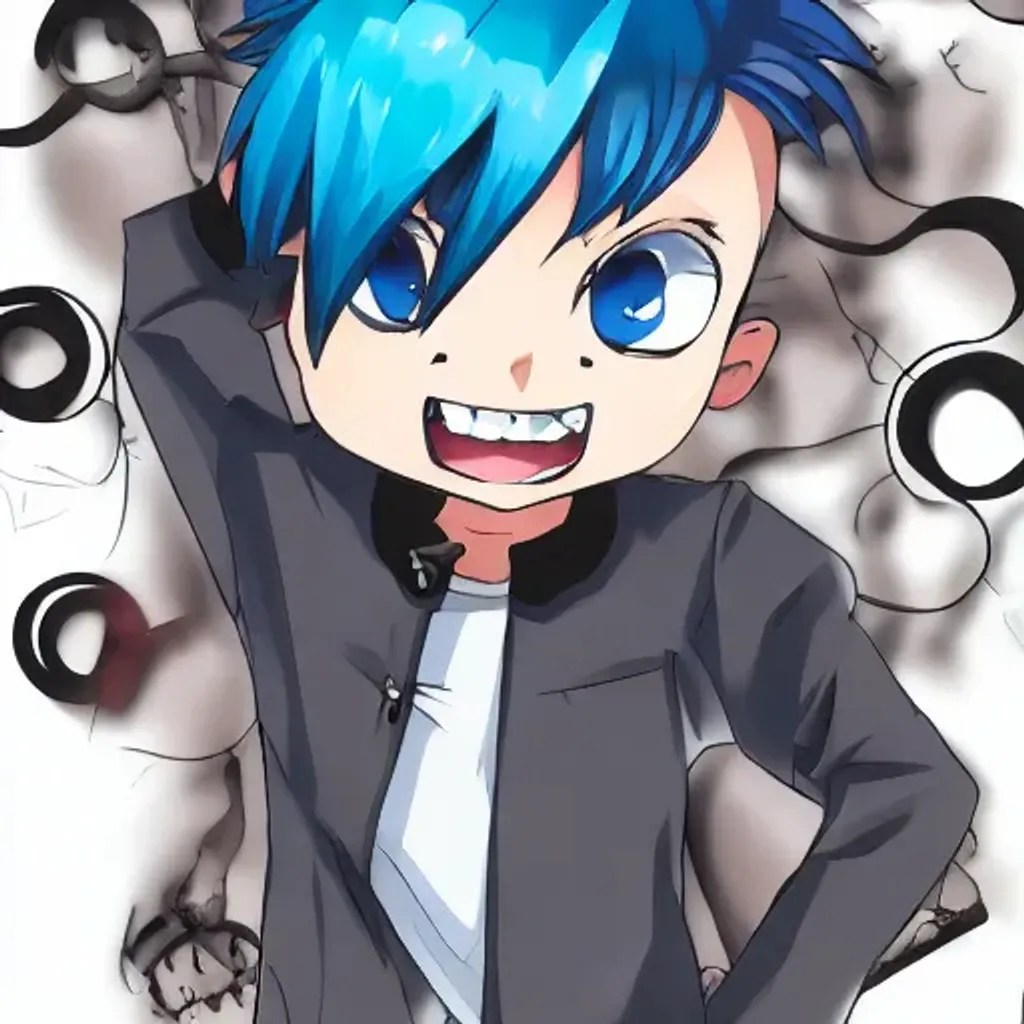 Anime. 1Boy, Cartoon. High Quality. Blue Spiky Hair,... OpenArt
