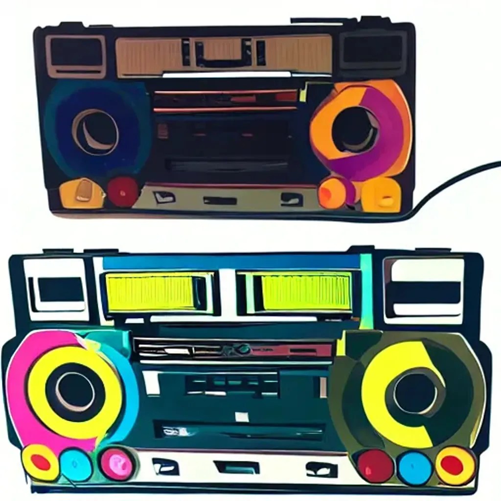 cassette tape, cassette player, 80's, retro, gummies... OpenArt
