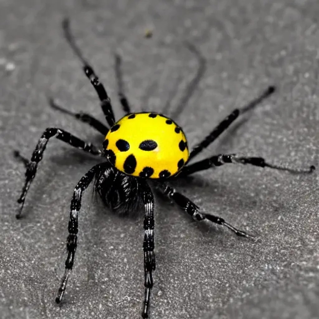 Yellow, Black and White Striped Spider, Close Up. OpenArt