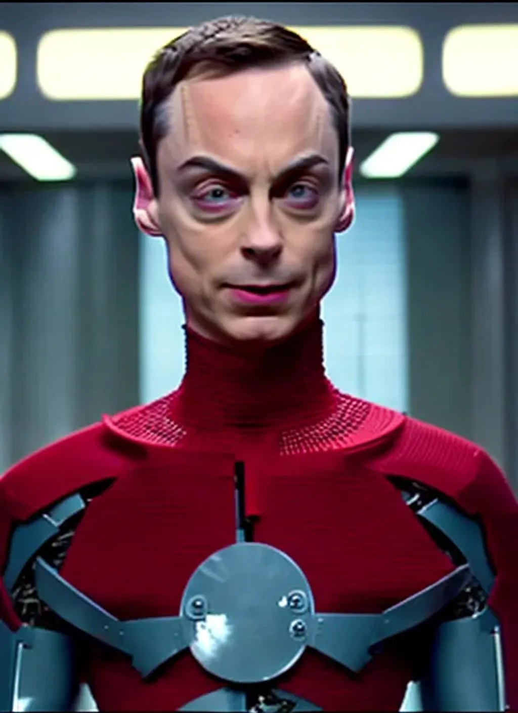Movie screenshot of Sheldon Cooper as a 2010s OpenArt