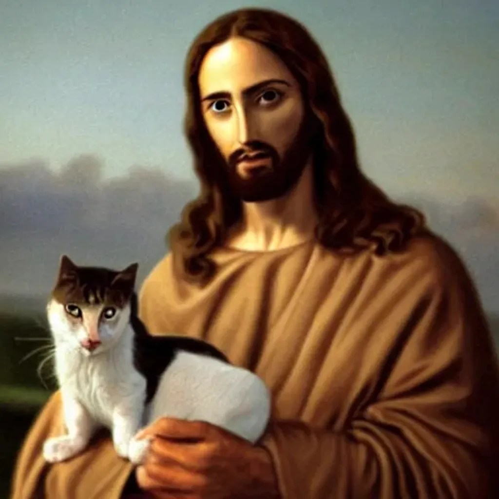 Jesus with a cat OpenArt