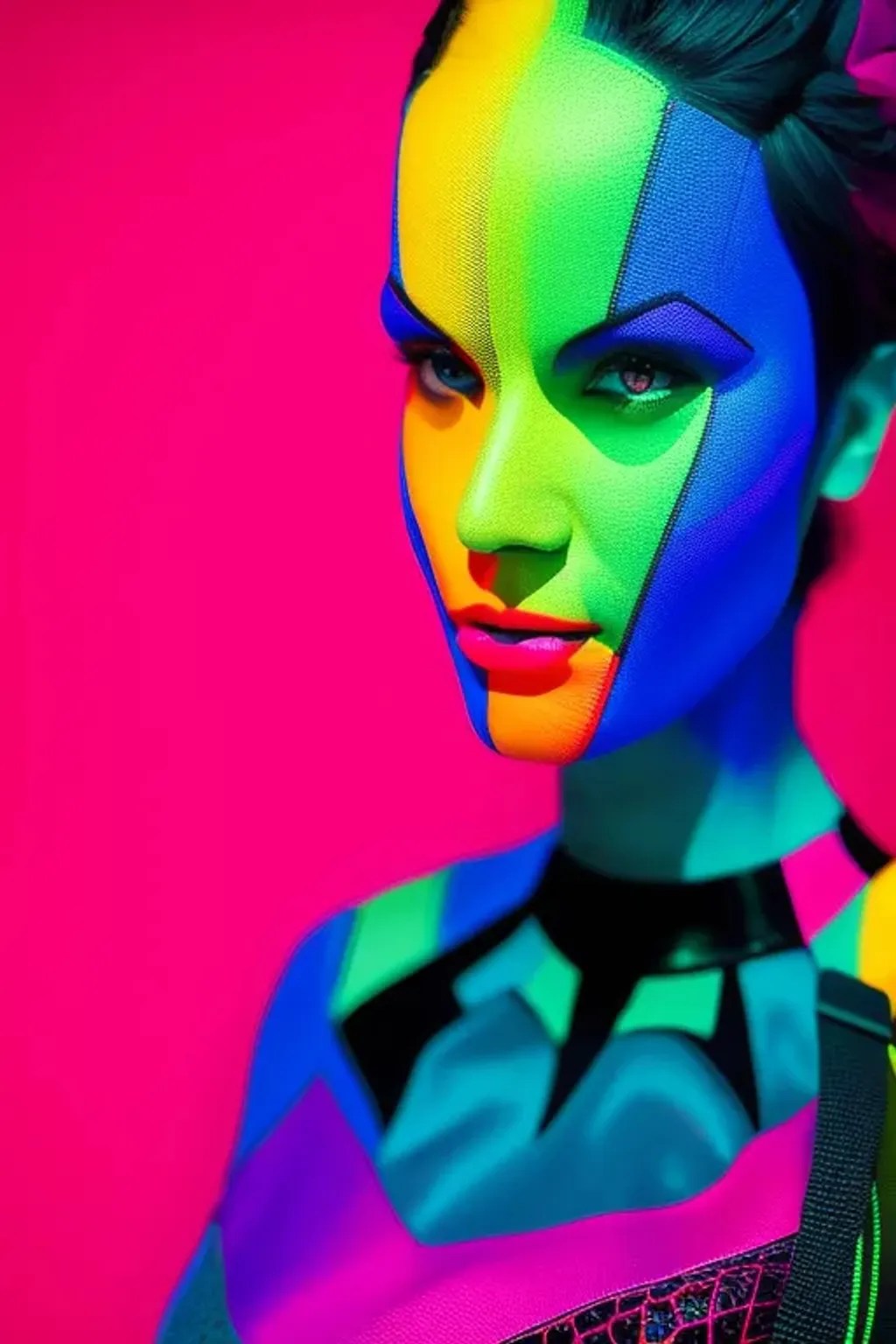 Vivid Neon Colors, Portrait Photo of a Women Superhe... OpenArt