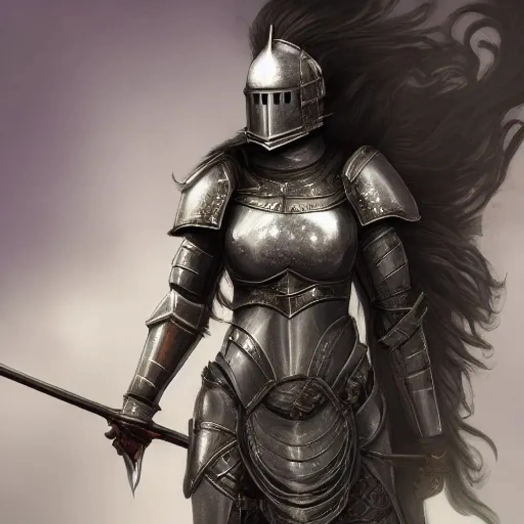 Professional image of a female Knight, in a metal ar... OpenArt