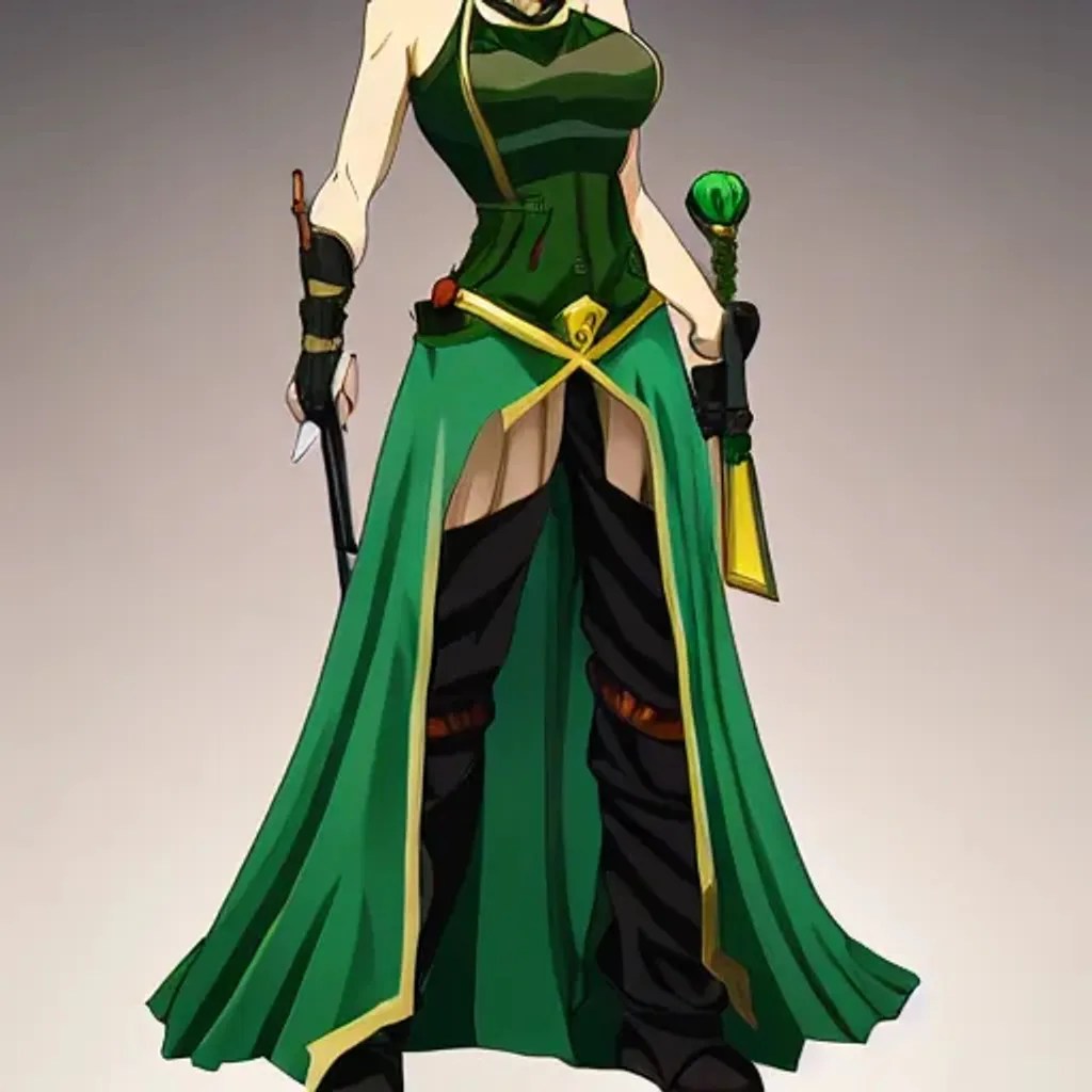 ancient articulate, woman, anime, green hair, green... OpenArt