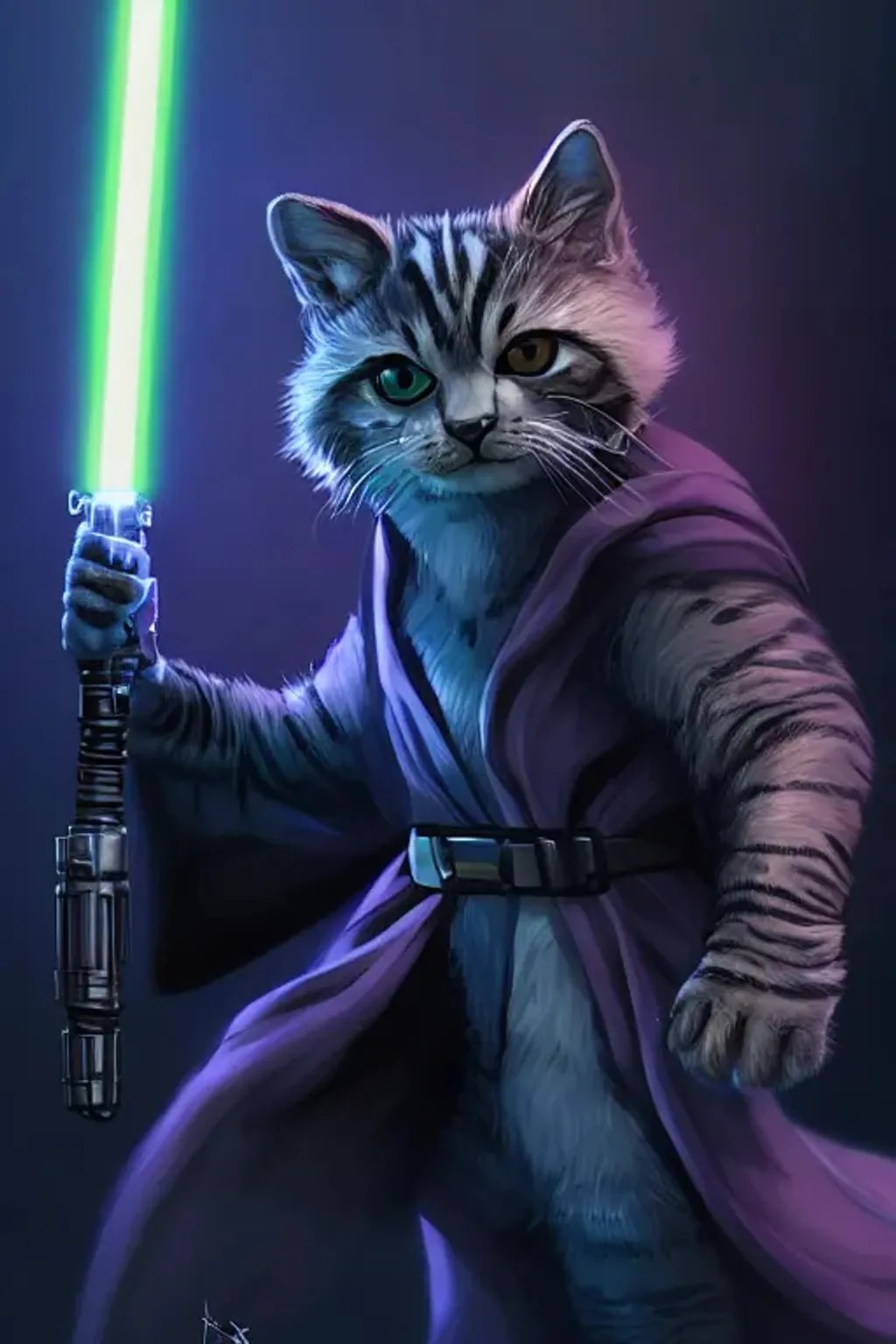 anthropomorphic american shorthair cat jedi wearig j... OpenArt
