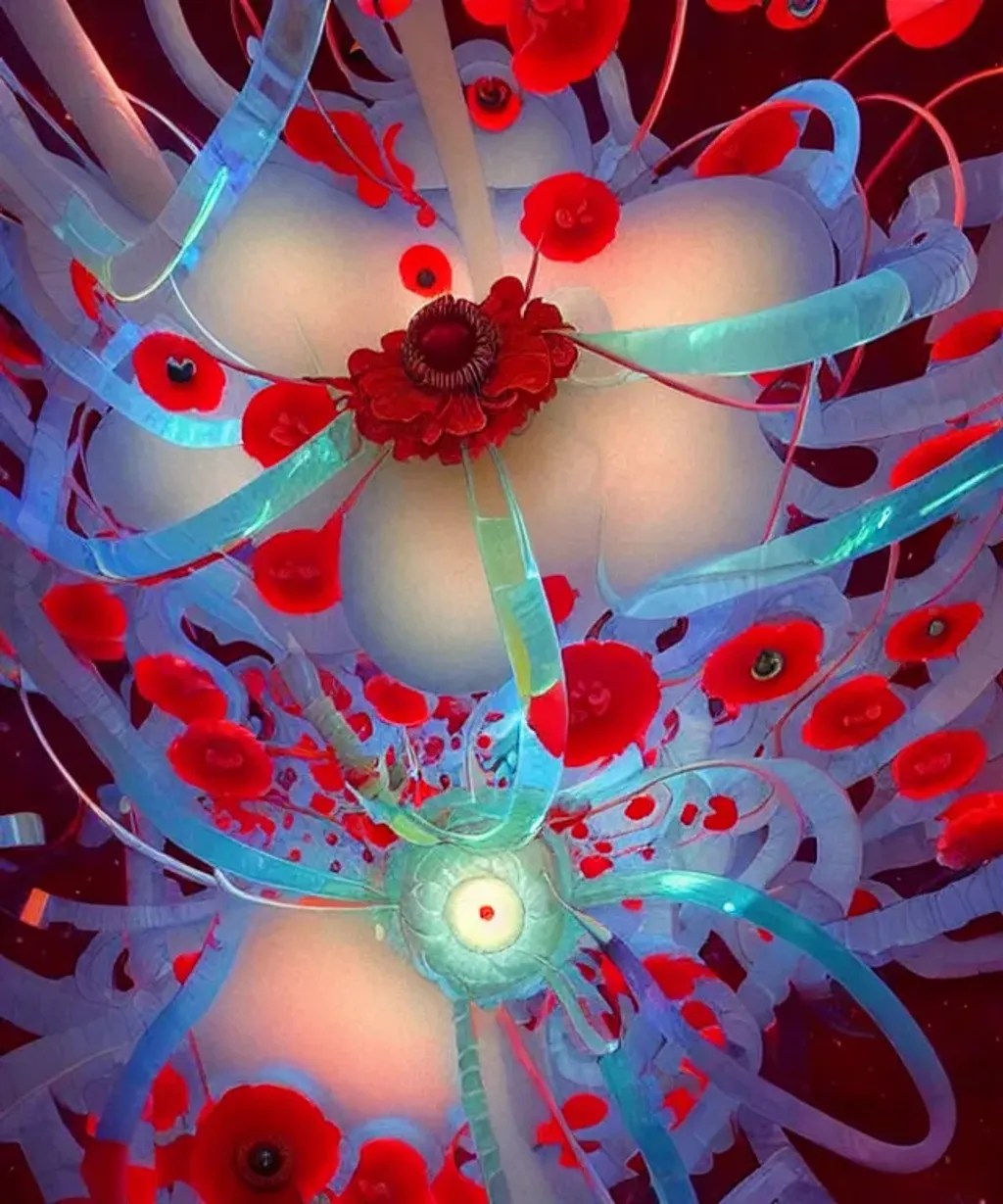 Large blooming ((iridescent ((((apple blossoms, popp... OpenArt