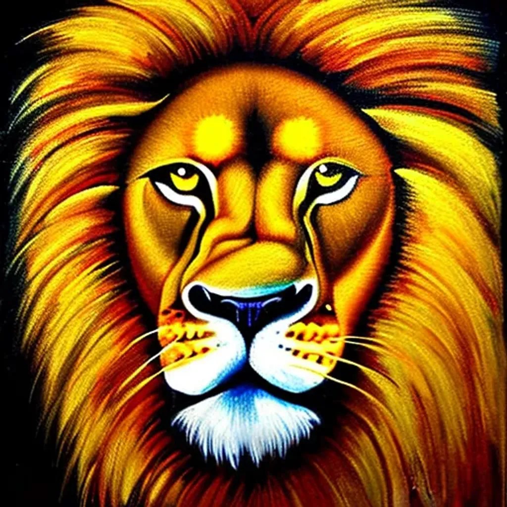 Bold lion painting Big eyes Highly detailed painting... OpenArt