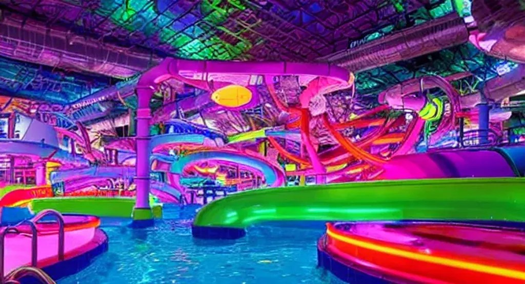 worlds largest indoor waterpark with rainbow slides,... OpenArt