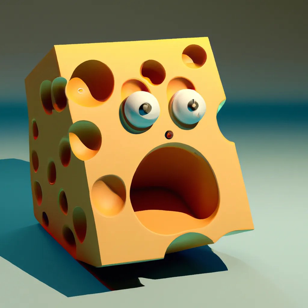 3D render, A scared block of Swiss Cheese, Ray traci... OpenArt