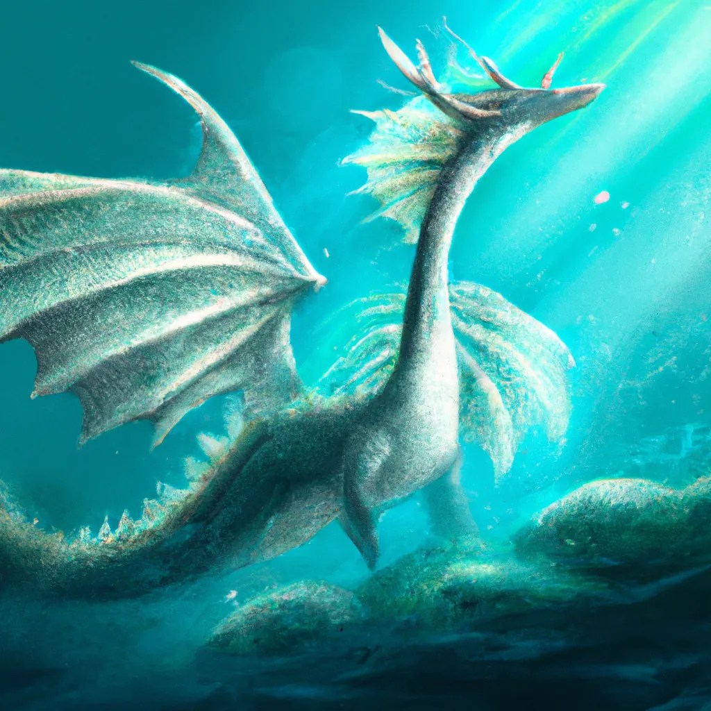 Sea dragon, underwater, godrays, fantasy creature, m...