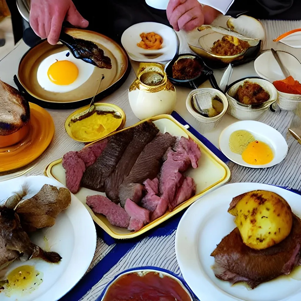 The King's breakfast that morning, as always, was a... OpenArt