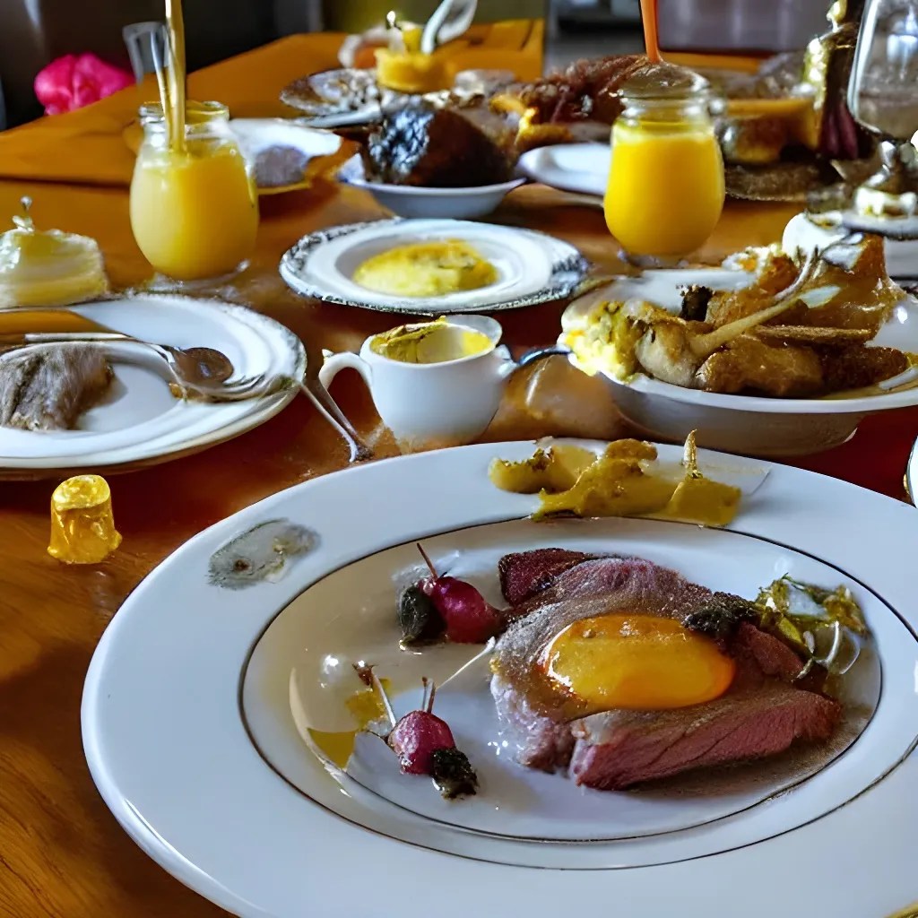 The King's breakfast that morning, as always, was a... OpenArt