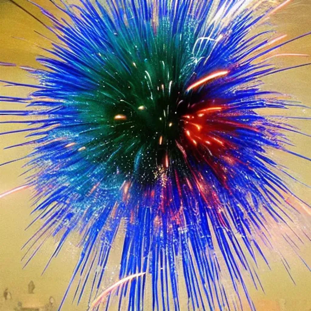 Firework that explode with water that cast light OpenArt