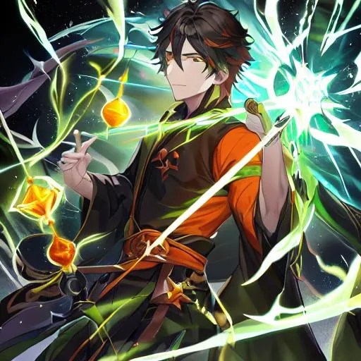 Male human cleric casting a green heal spell wearing...