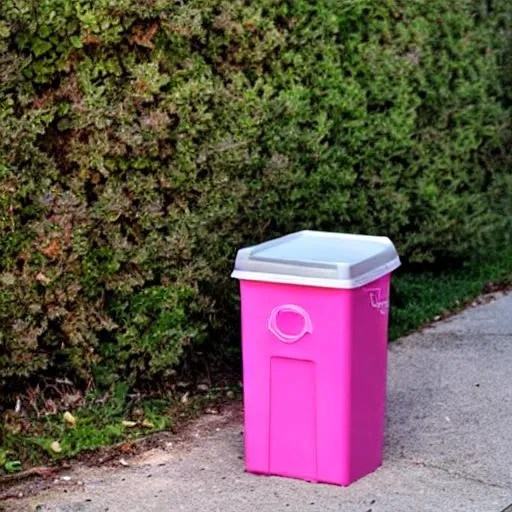 pink trash can , trap, OpenArt