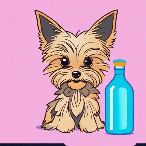 Yorkie vector with drink water OpenArt