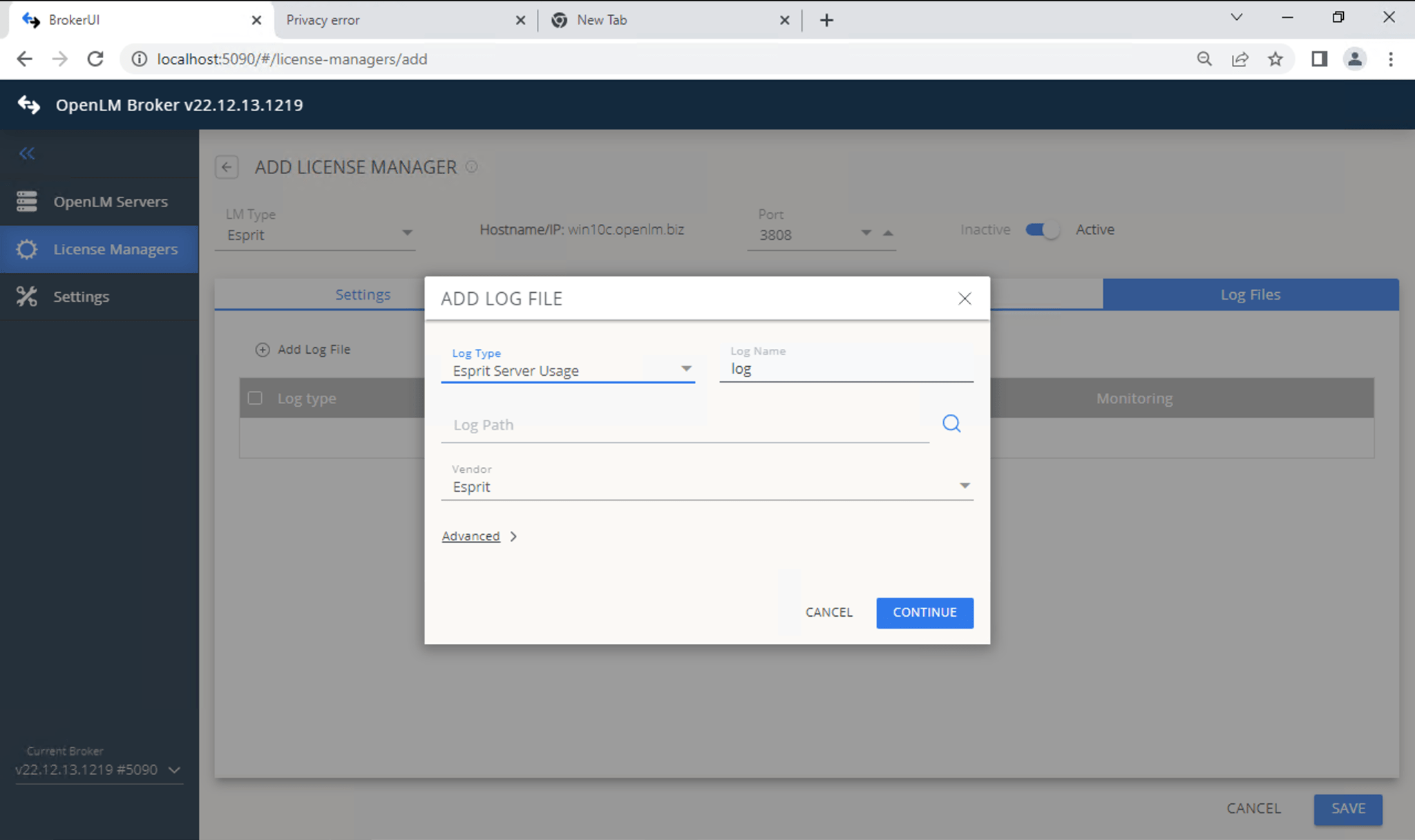 Monitoring the ESPRIT License Manager with OpenLM
