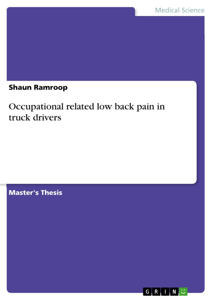 Occupational related low back pain in truck drivers Diplomarbeiten24