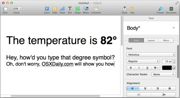 How To Type Degree Temperature Symbol In Mac Os X