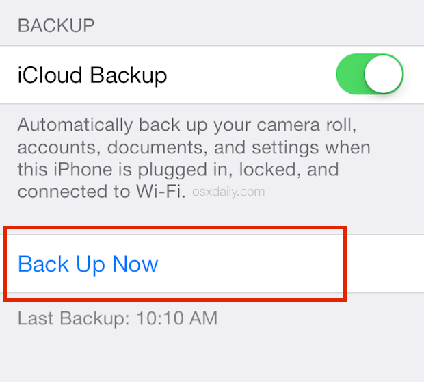 Backup to iCloud Manually from an iPhone or iPad