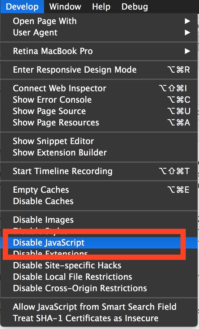 How to Enable or Disable Javascript in  Browsers on Mac