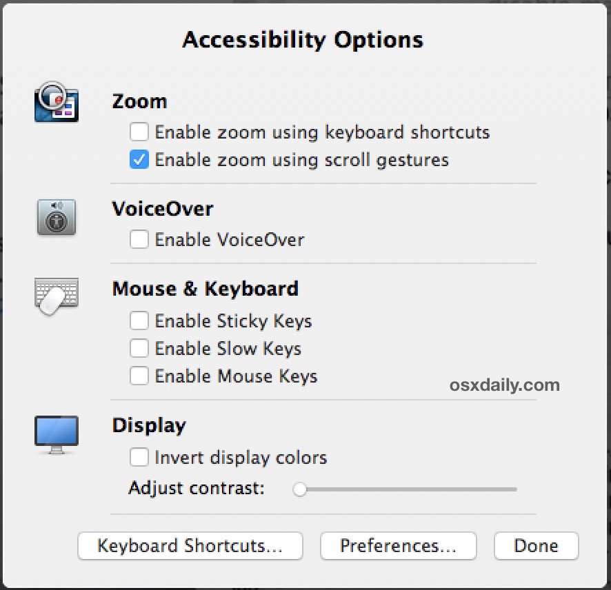 How to See Accessibility Options in Mac OS X Instantly from Anywhere