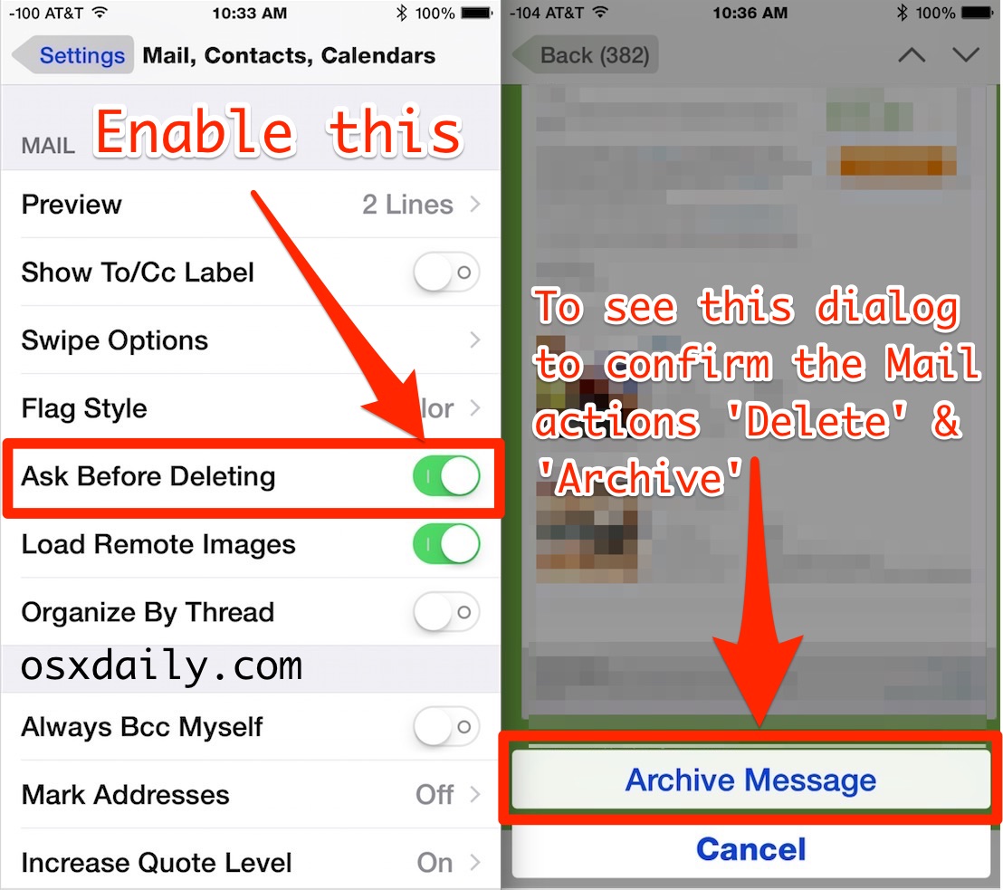 Enable Confirmation Before Deleting & Archiving Email in iPhone & iPad