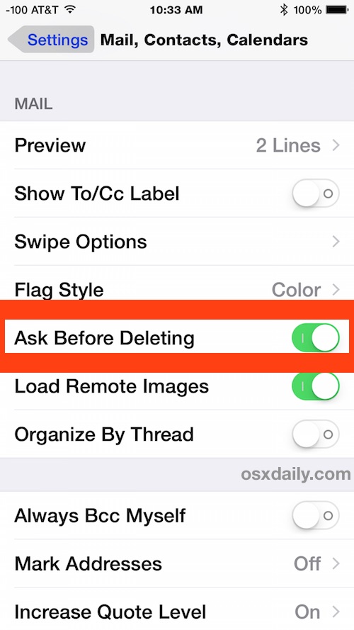 Enable Confirmation Before Deleting & Archiving Email in iPhone & iPad