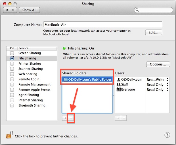 How to Disable Public Folder Sharing in Mac OS X