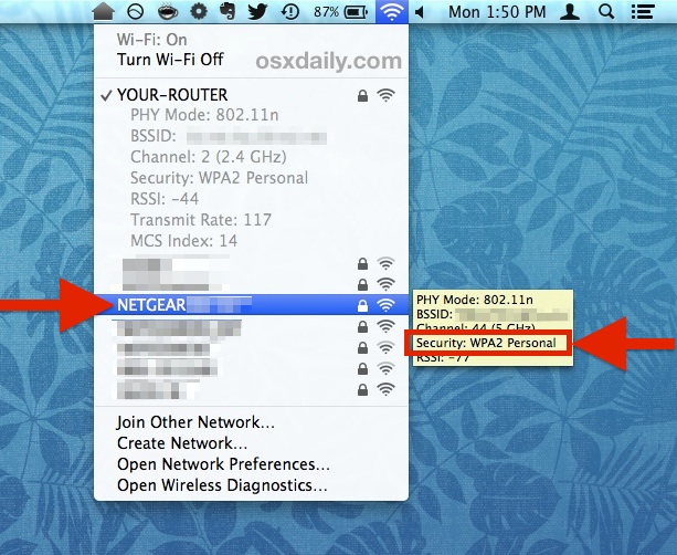 How to Find WiFi Security Encryption Type of a Router from Mac OS X