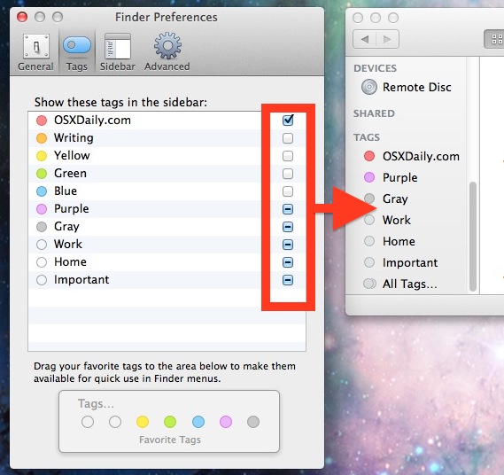 How to Hide Tags from Mac Finder Sidebar in Mac OS X