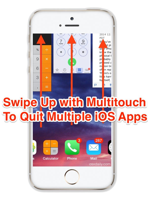How to Quit Multiple iPhone Apps Simultaneously in iOS with Multitouch