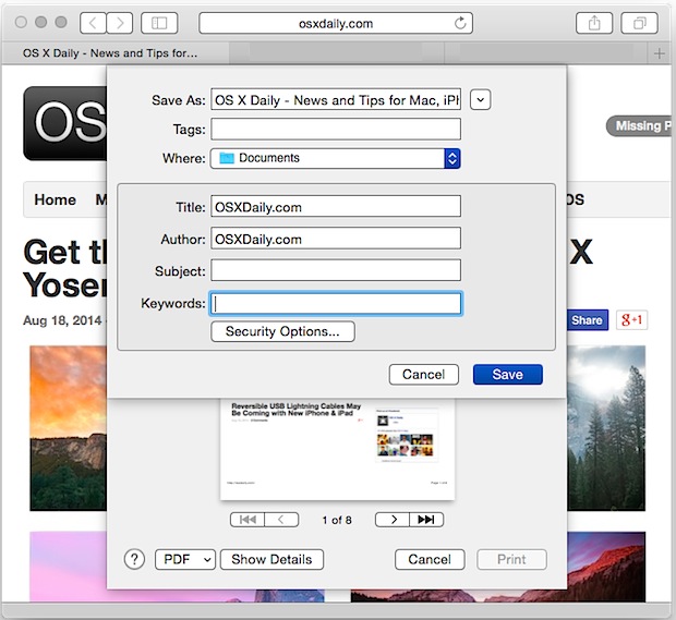 Set a Keyboard Shortcut for “Save as PDF” in Mac OS