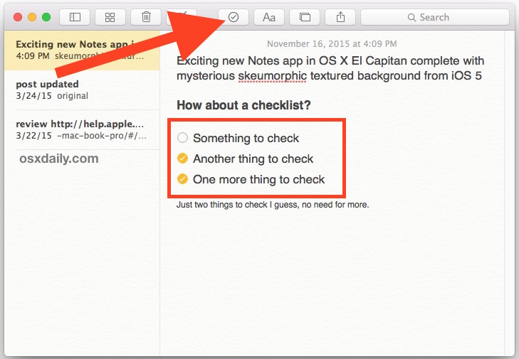 How to Add Checklists to Notes in iOS & Mac OS X