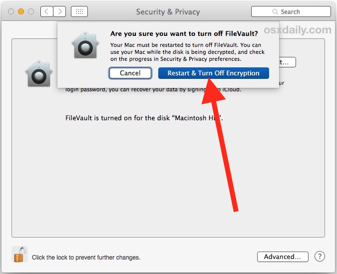 Disabling FileVault to Decrypt Mac Hard Disks