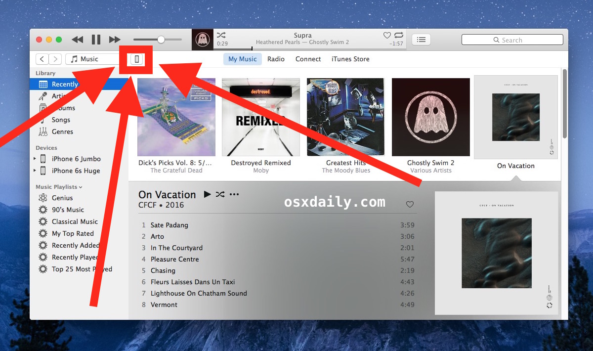 How to Select an iPhone or iPad in iTunes 12.6