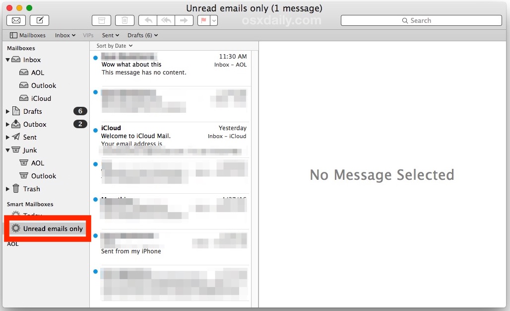Show Only Unread Emails in Mail for Mac OS X