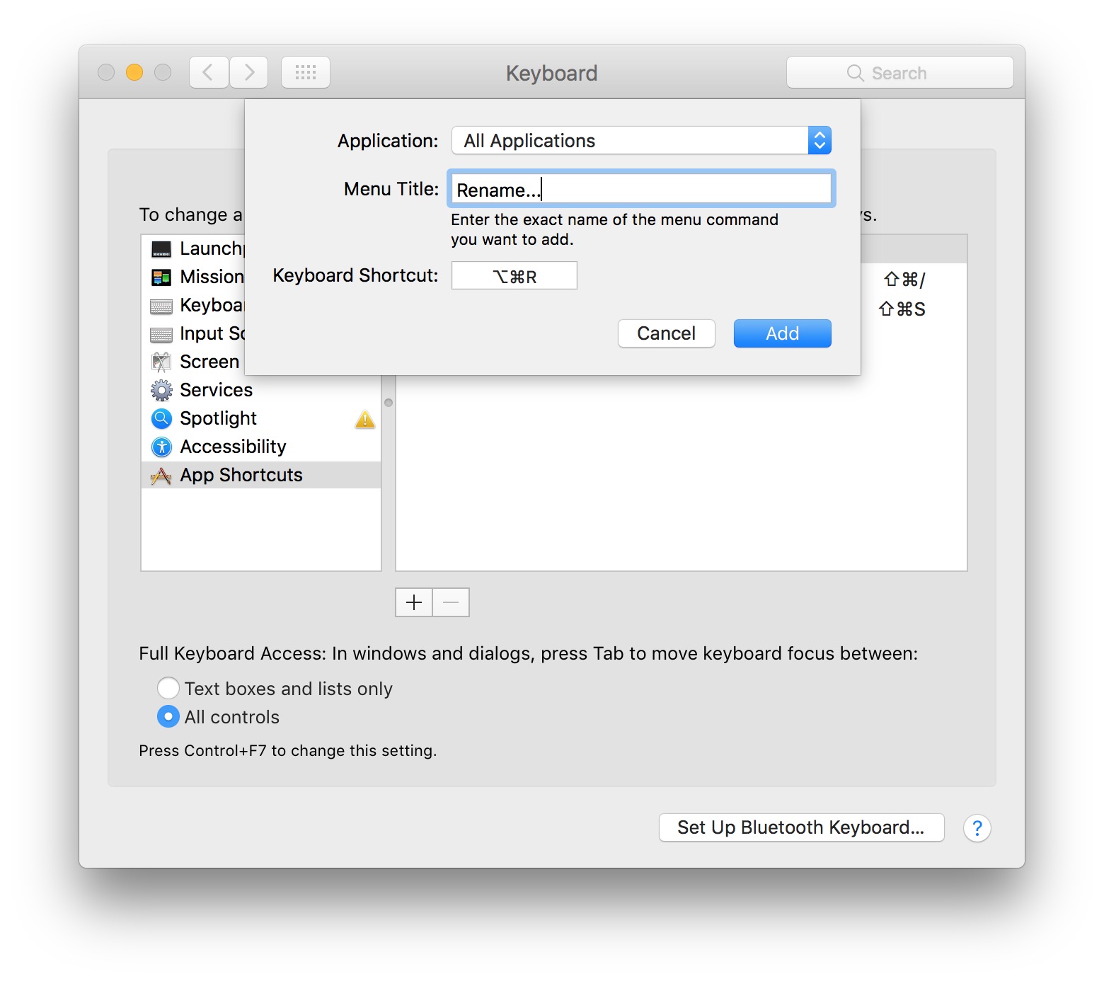 How to create new shortcuts on a mac passacats
