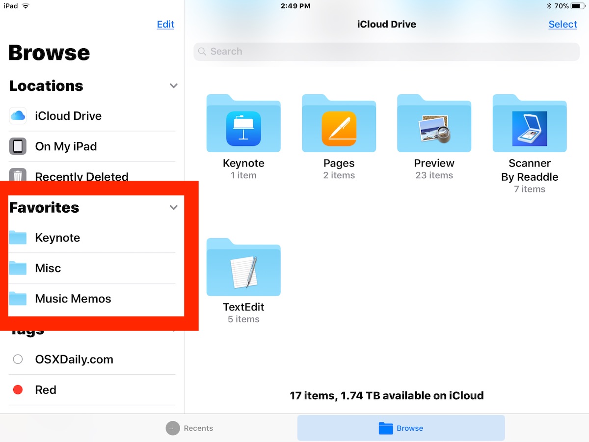 How to Add Folders to Favorites List in Files for iOS