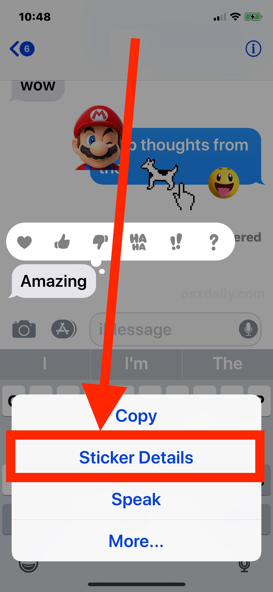 How to Remove Stickers from Messages Conversations on iPhone or iPad